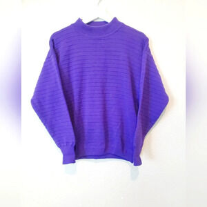 Slalom Wool Purple Fine Knit Ski Sweater Size Medium